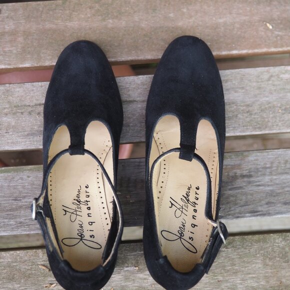 Joan & David VTG Joan Helpern Signature black suede T strap pumps US 6.5-7 EU 37 - Picture 6 of 12